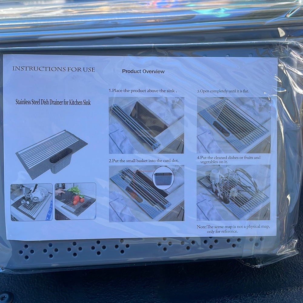 Stainless steel dish drainer for kitchen sink
